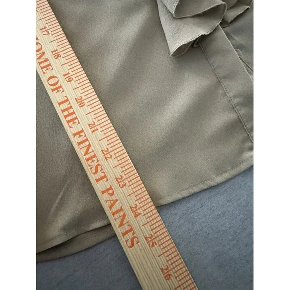 MICHAEL KORS Blouse Women's Sz 6 Ruffled Button-Up Shirt Top Tan - Picture 8 of 8